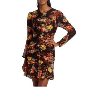 New VERONICA BEARD NWOT Hedera Floral Long Sleeve Silk Minidress Size 6